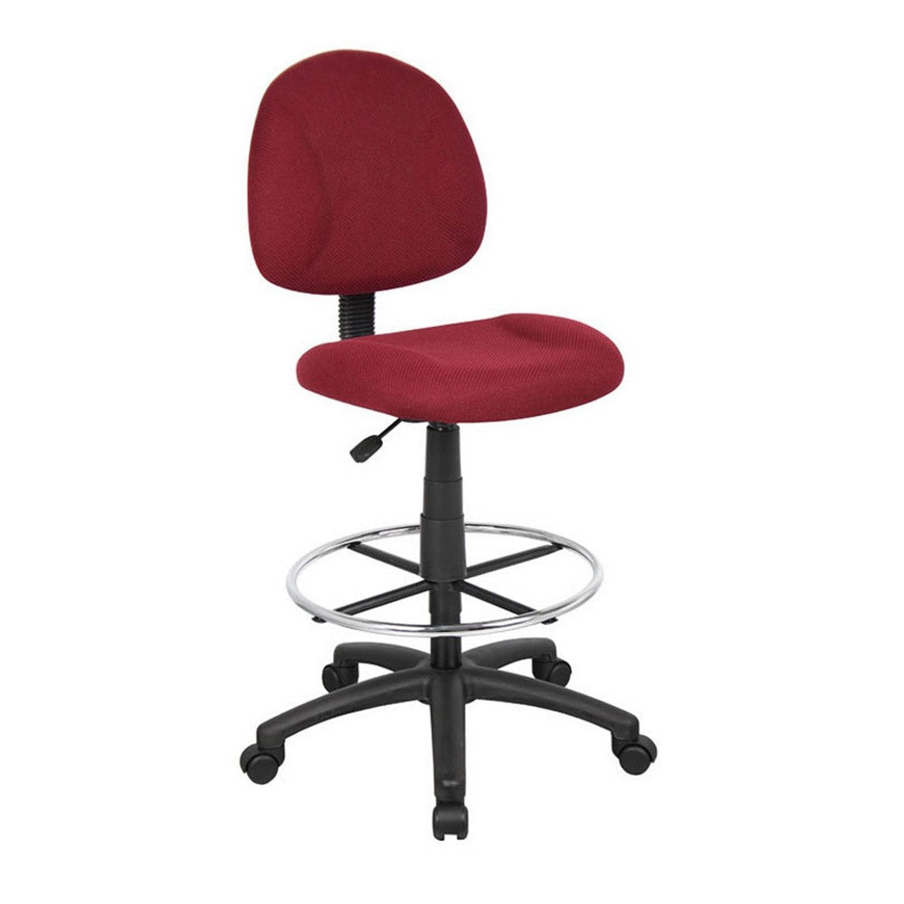Jea Drafting Stool Chair | Burgundy Red Tweed | Contoured Back & Footring BM340759
