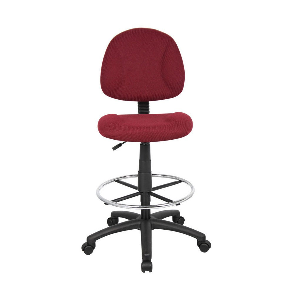 Jea Drafting Stool Chair | Burgundy Red Tweed | Contoured Back & Footring BM340759