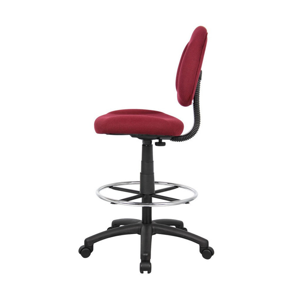 Jea Drafting Stool Chair | Burgundy Red Tweed | Contoured Back & Footring BM340759