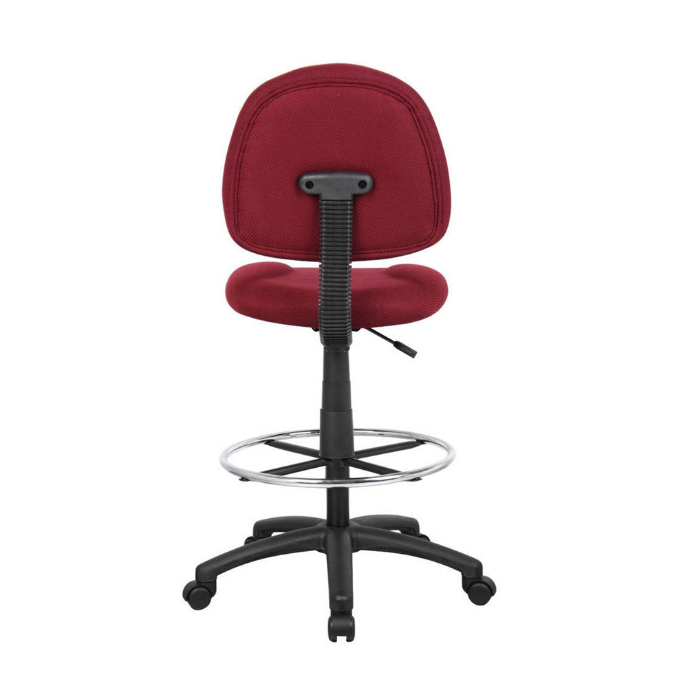 Jea Drafting Stool Chair | Burgundy Red Tweed | Contoured Back & Footring BM340759