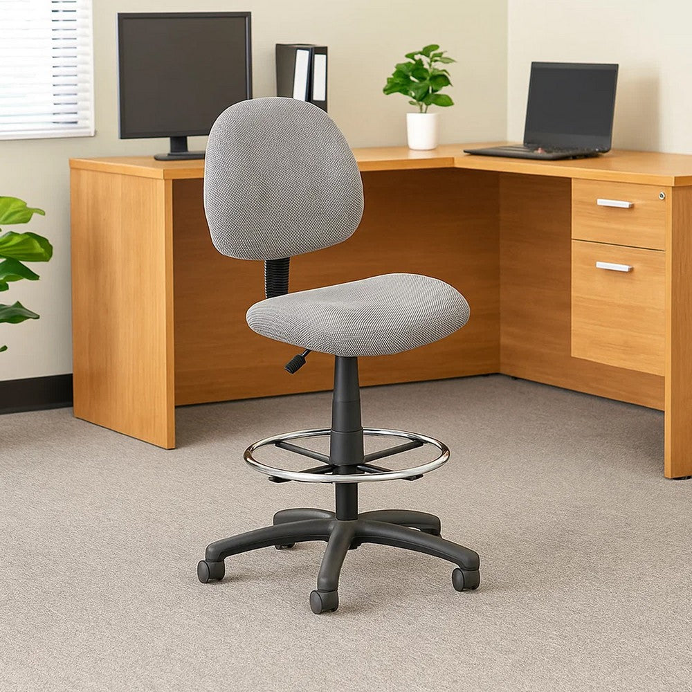 Jea Drafting Stool Chair | Gray Tweed | Contoured Back & Footring BM340760