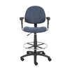 Jea Drafting Stool Chair | Adjustable Arms | Blue Tweed | Round Footring BM340761
