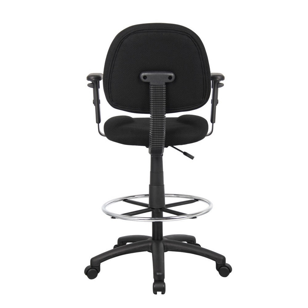 Jea Drafting Stool Chair | Adjustable Arms | Black Tweed | Round Footring BM340762