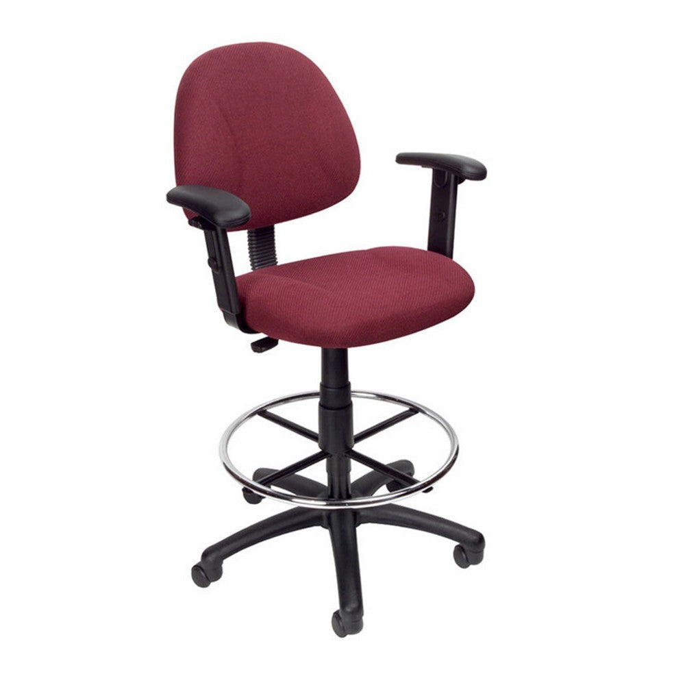 Jea Drafting Stool Chair | Adjustable | Burgundy Red Tweed | Round Footring BM340763