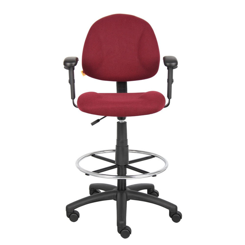 Jea Drafting Stool Chair | Adjustable | Burgundy Red Tweed | Round Footring BM340763