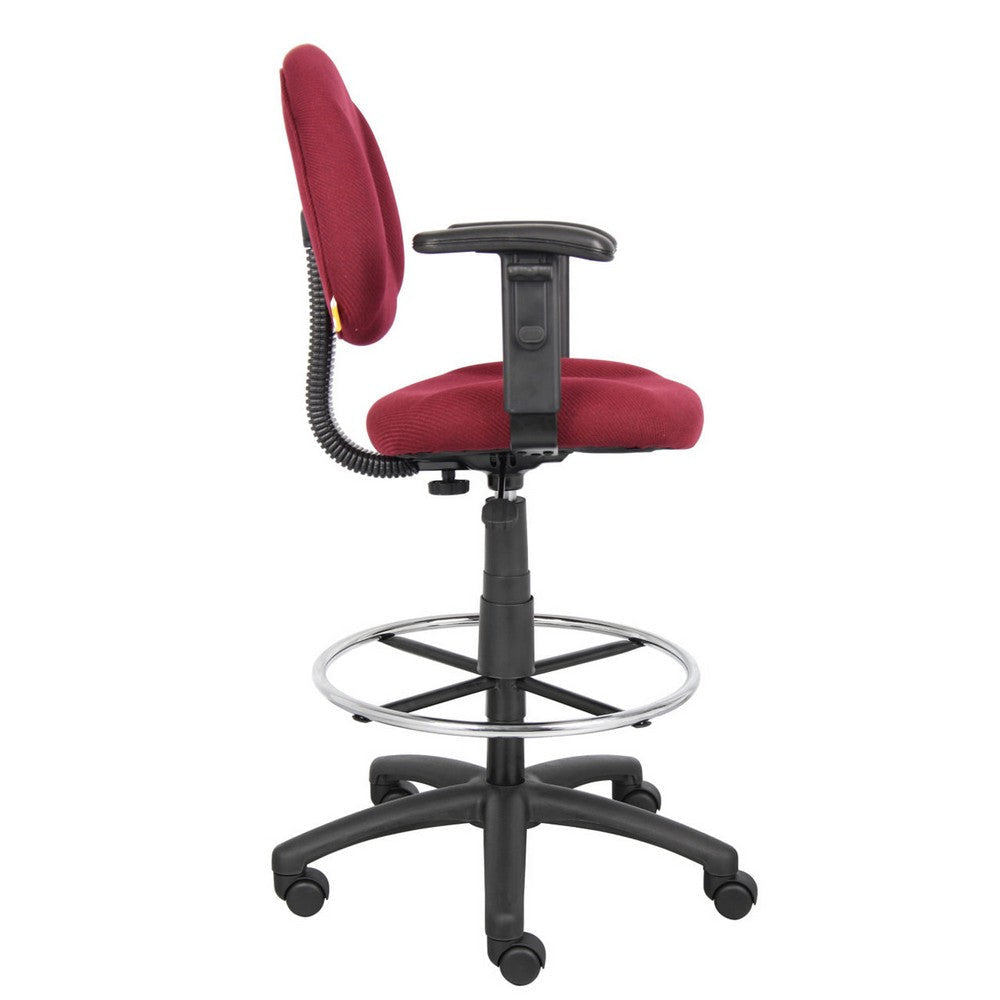 Jea Drafting Stool Chair | Adjustable | Burgundy Red Tweed | Round Footring BM340763