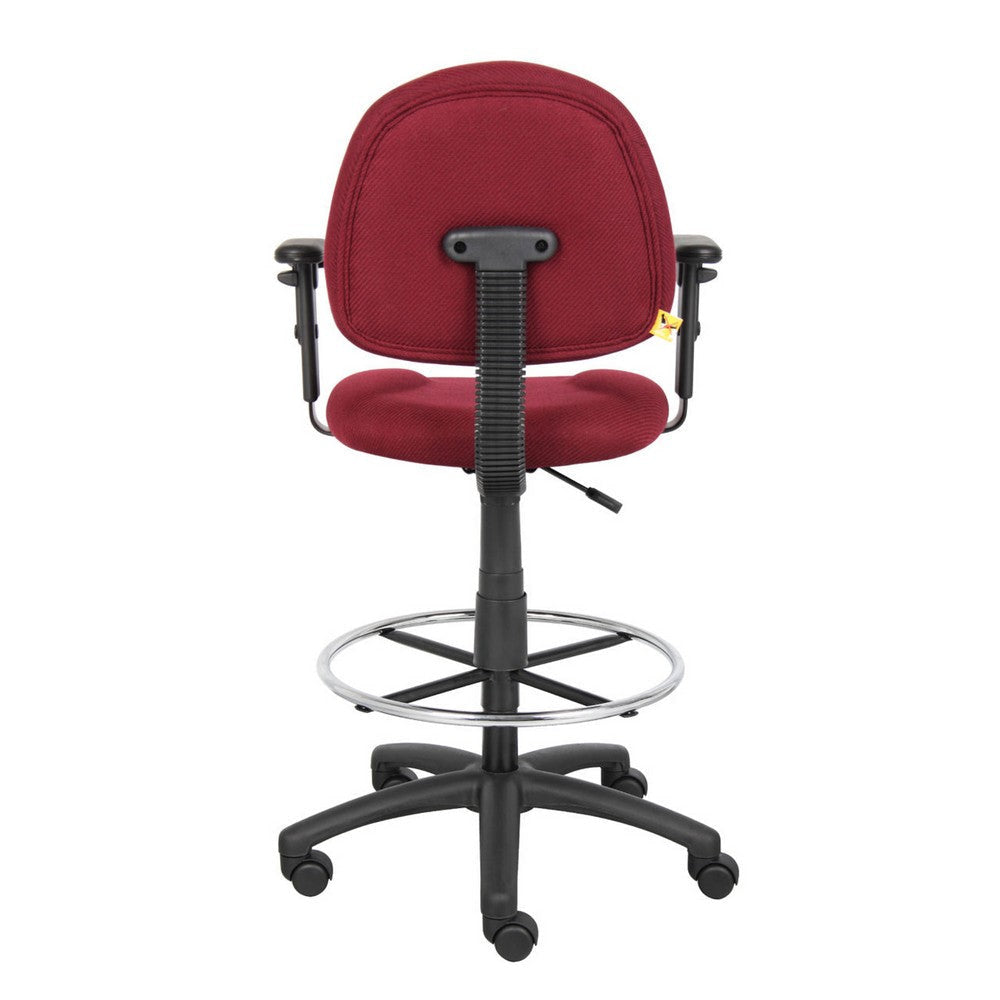 Jea Drafting Stool Chair | Adjustable | Burgundy Red Tweed | Round Footring BM340763