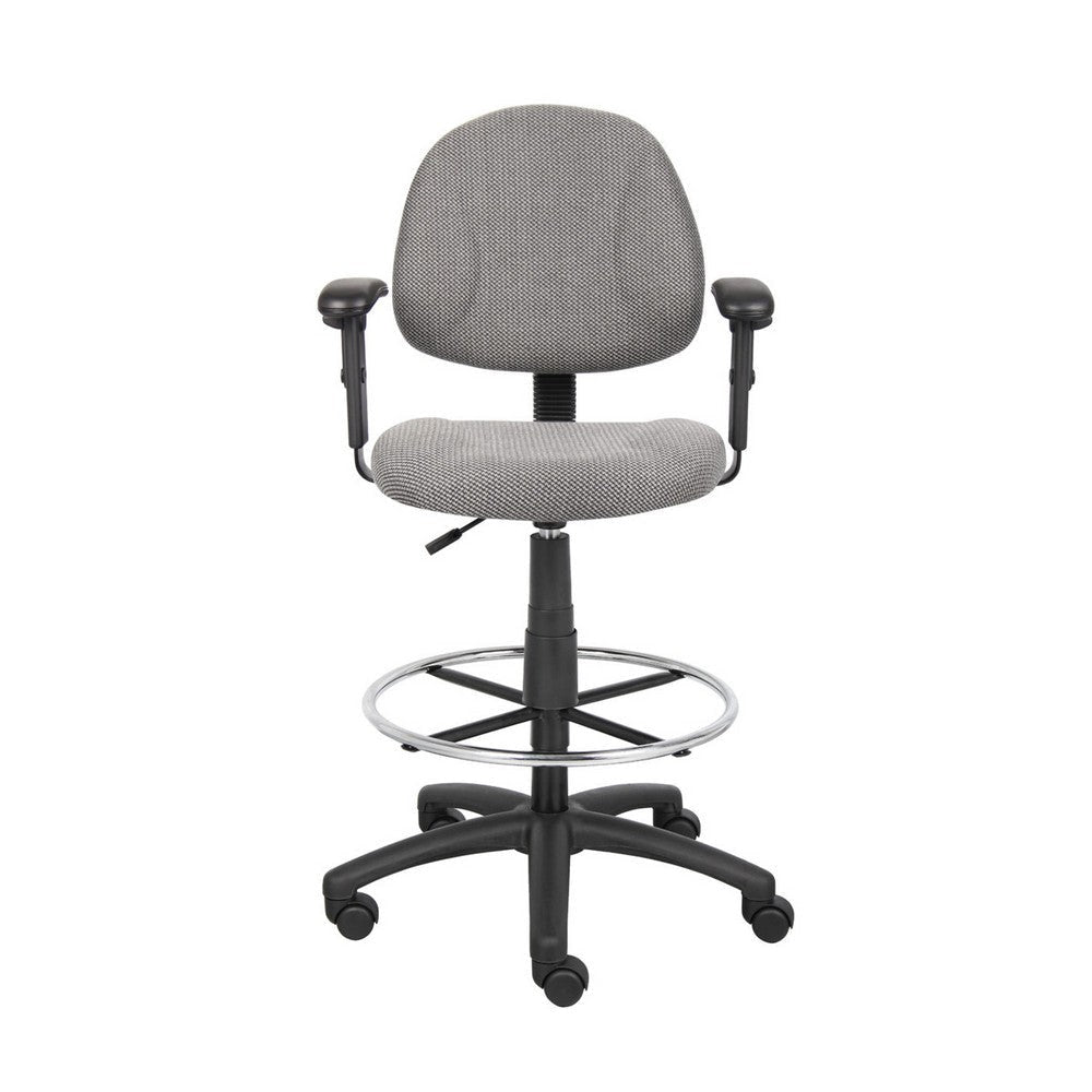 Jea Drafting Stool Chair | Adjustable | Gray Tweed | Round Footring BM340764