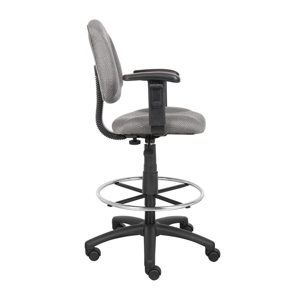 Jea Drafting Stool Chair | Adjustable | Gray Tweed | Round Footring BM340764