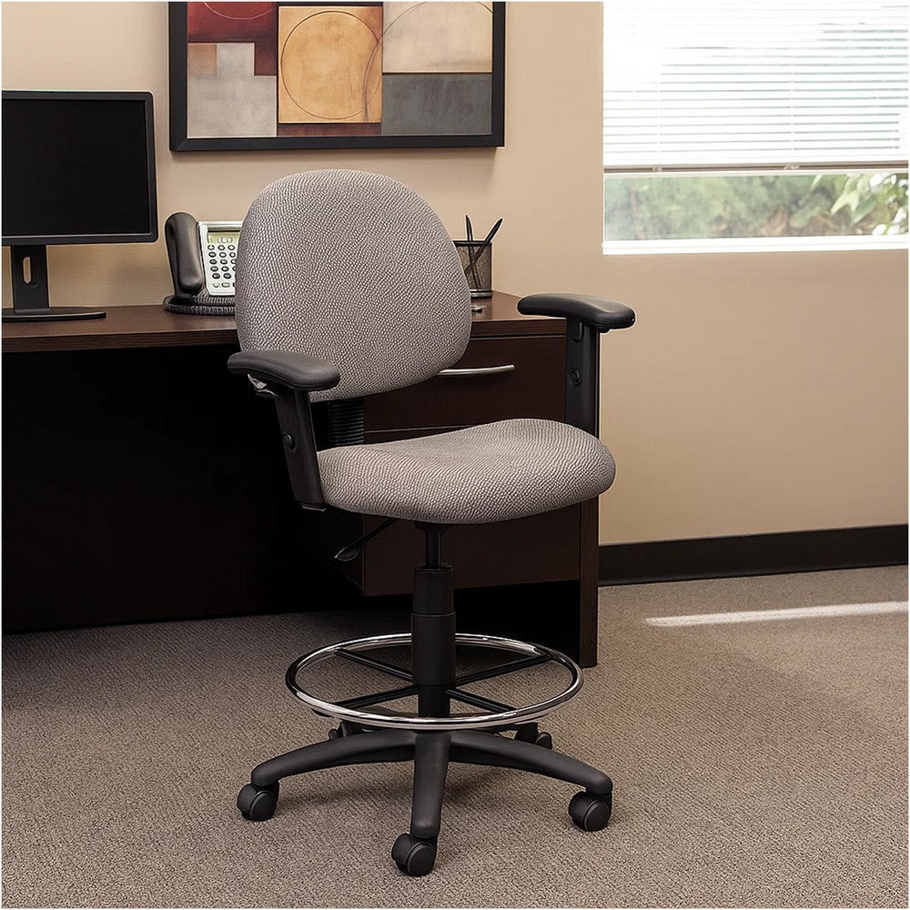 Jea Drafting Stool Chair | Adjustable | Gray Tweed | Round Footring BM340764