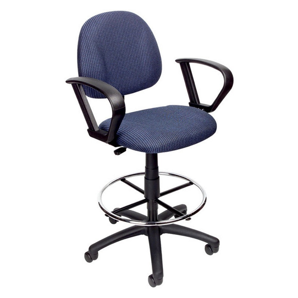 Jea Drafting Stool Chair | Loop Arms | Blue Tweed | Round Footring BM340765