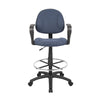 Jea Drafting Stool Chair | Loop Arms | Blue Tweed | Round Footring BM340765