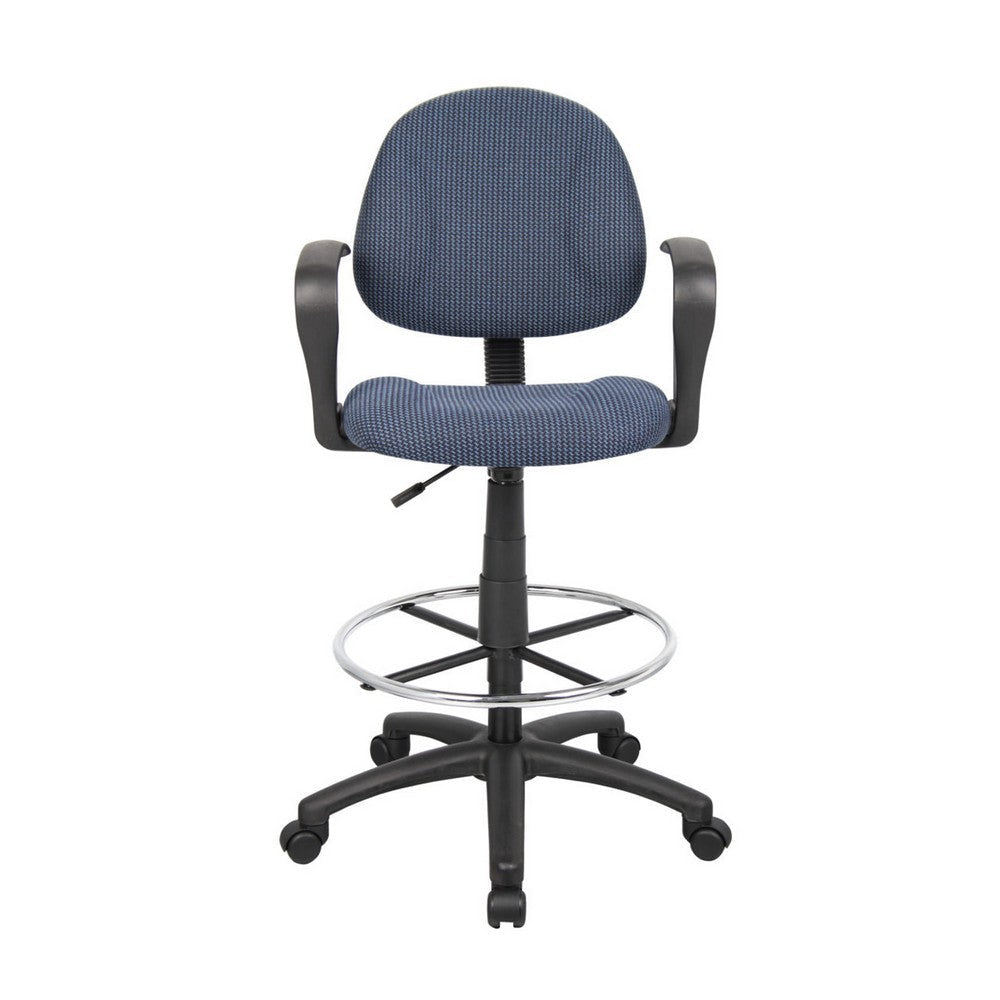 Jea Drafting Stool Chair | Loop Arms | Blue Tweed | Round Footring BM340765
