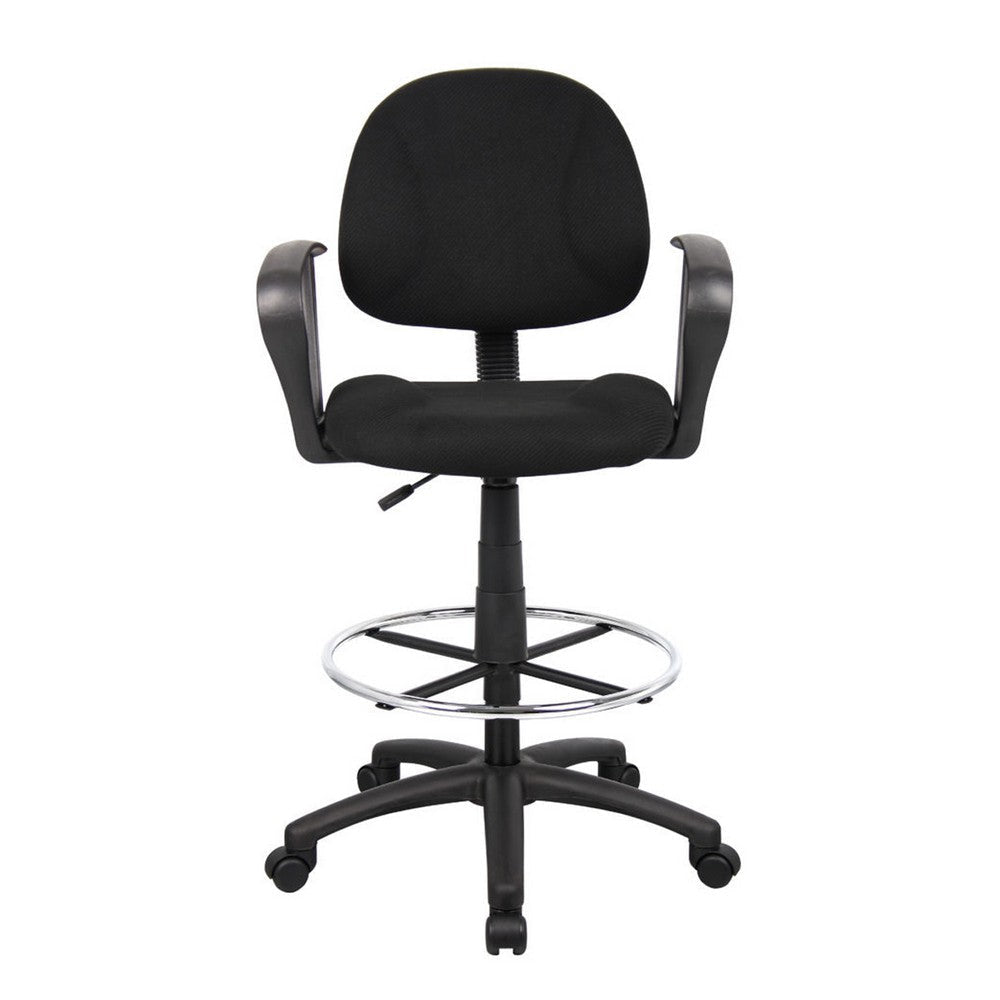 Jea Drafting Stool Chair | Loop Arms | Black Tweed | Round Footring BM340766