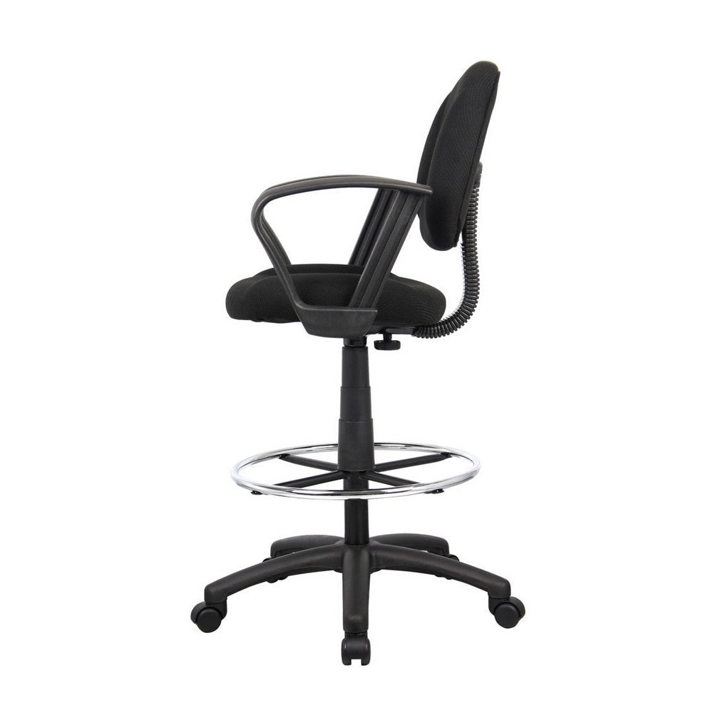 Jea Drafting Stool Chair | Loop Arms | Black Tweed | Round Footring BM340766
