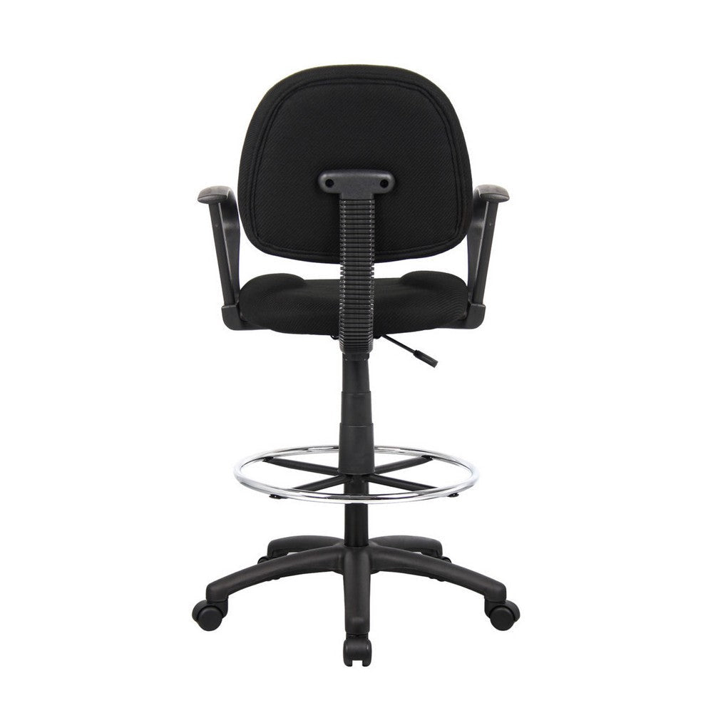 Jea Drafting Stool Chair | Loop Arms | Black Tweed | Round Footring BM340766
