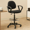 Jea Drafting Stool Chair | Loop Arms | Black Tweed | Round Footring BM340766