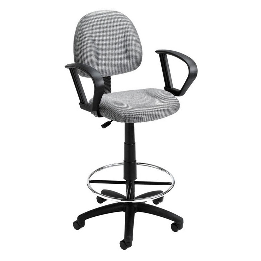 Jea Drafting Stool Chair | Loop Arms | Gray Tweed | Round Footring BM340768