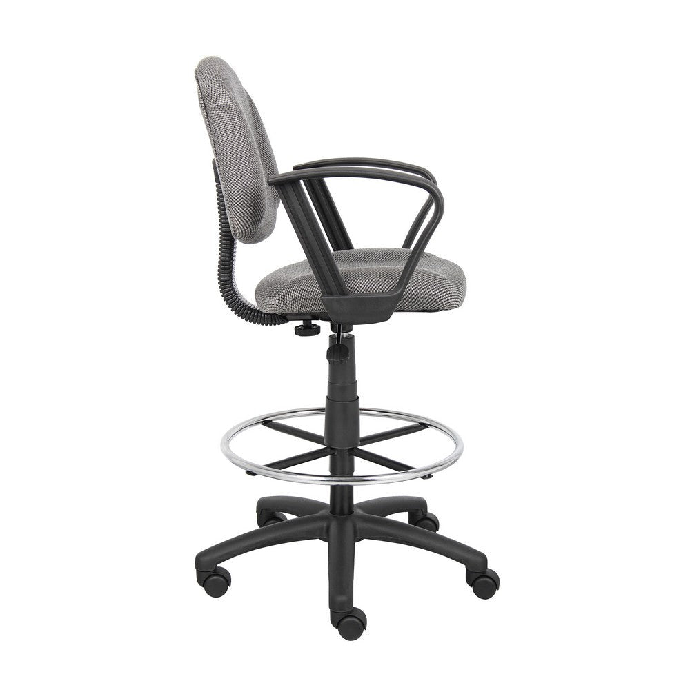 Jea Drafting Stool Chair | Loop Arms | Gray Tweed | Round Footring BM340768