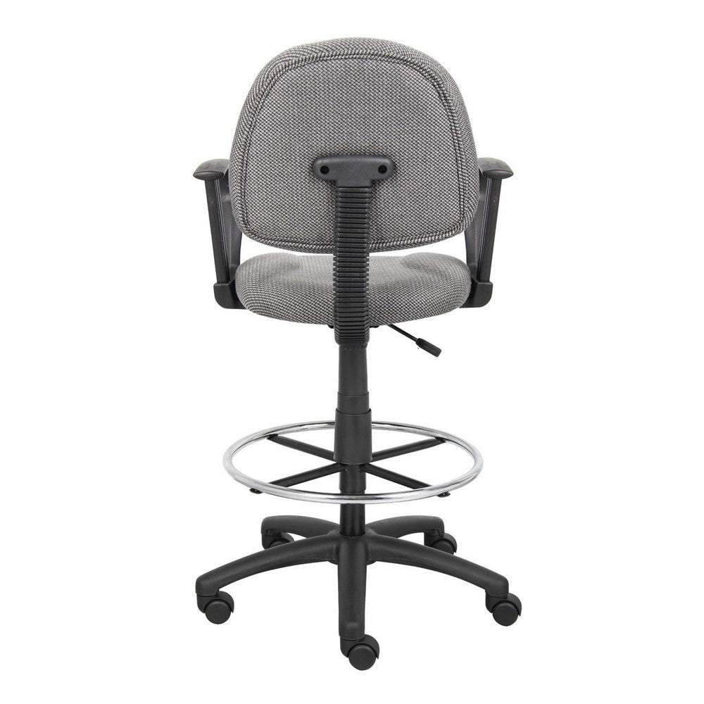Jea Drafting Stool Chair | Loop Arms | Gray Tweed | Round Footring BM340768