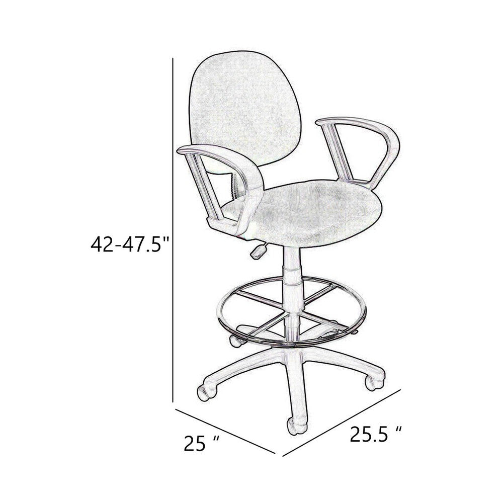 Jea Drafting Stool Chair | Loop Arms | Gray Tweed | Round Footring BM340768