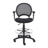 Rea Drafting Stool Chair | Adjustable Arms | Black Mesh | Chrome Footring BM340769