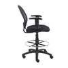 Rea Drafting Stool Chair | Adjustable Arms | Black Mesh | Chrome Footring BM340769