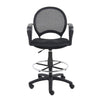Rea Drafting Stool Chair | Loop Arms | Black Mesh | Chrome Footring BM340770