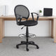 Rea Drafting Stool Chair | Loop Arms | Black Mesh | Chrome Footring