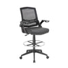 Drafting Stool Chair | Flip-Up Arms | Black Linear Mesh | Chrome Footring BM340771