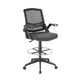 Drafting Stool Chair | Flip-Up Arms | Black Linear Mesh | Chrome Footring BM340771