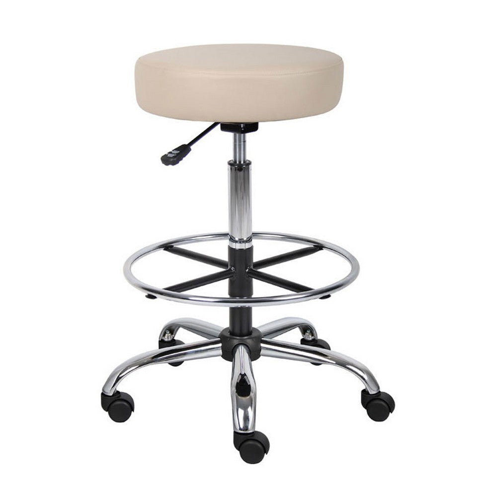 Fea Medical Drafting Stool | Round Beige Vinyl | Chrome Footring BM340772