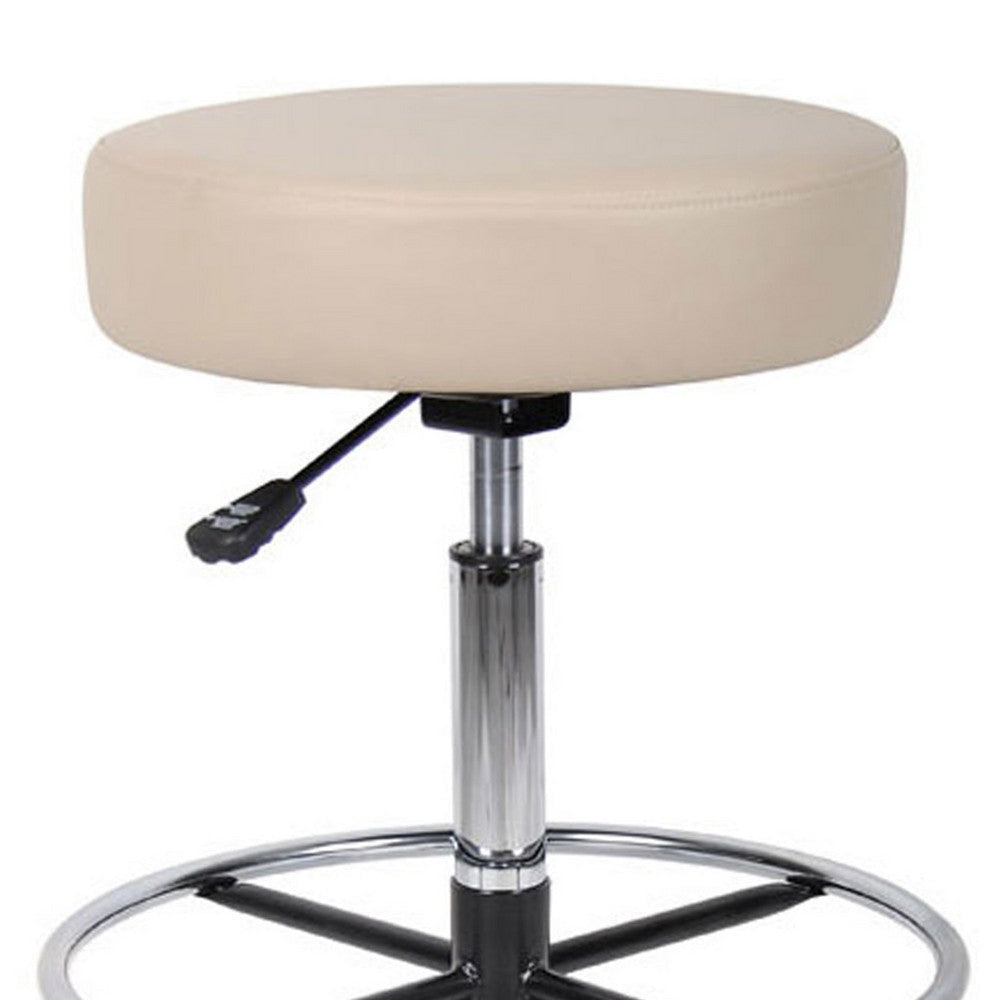 Fea Medical Drafting Stool | Round Beige Vinyl | Chrome Footring BM340772