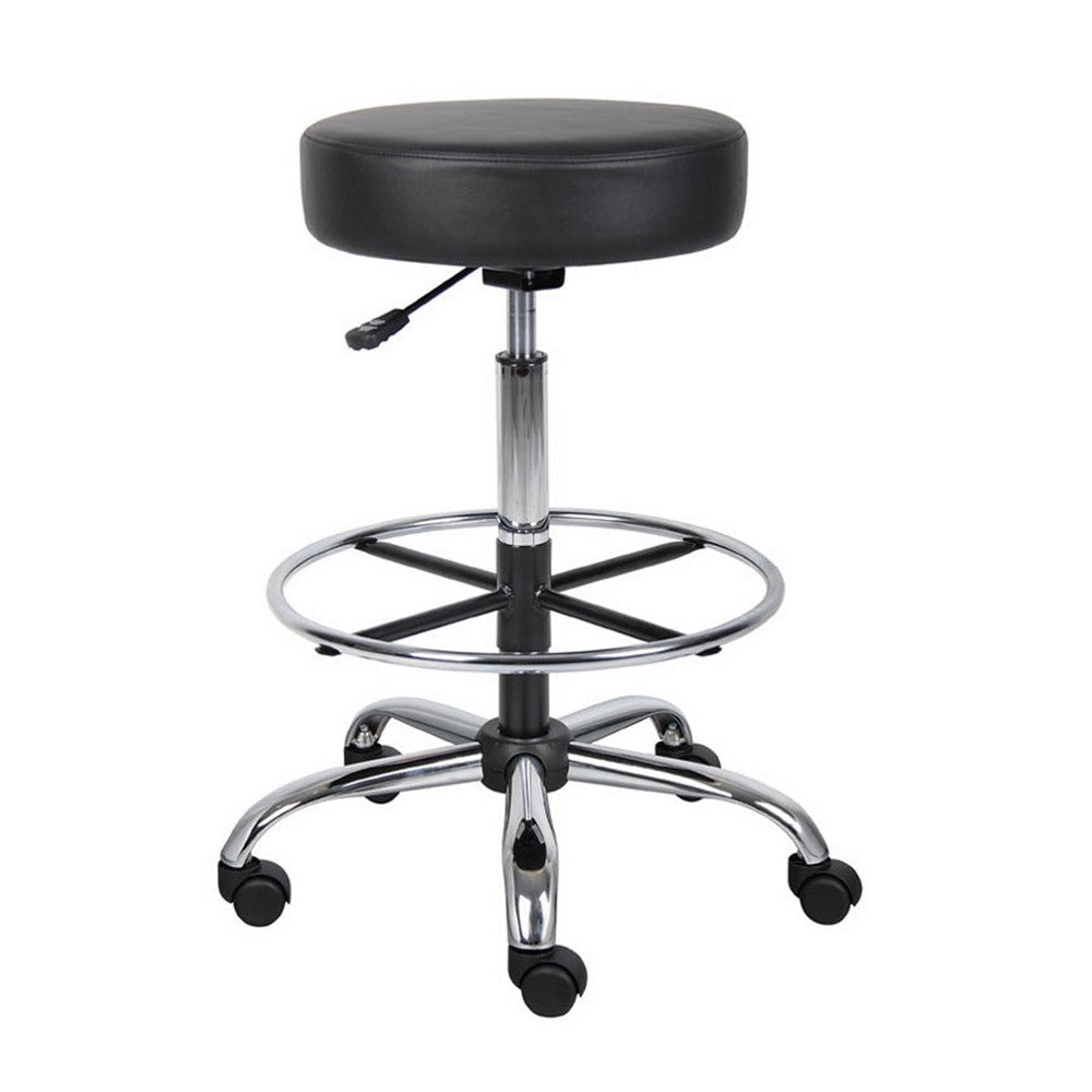 Fea Medical Drafting Stool | Round Black Vinyl | Chrome Footring BM340773
