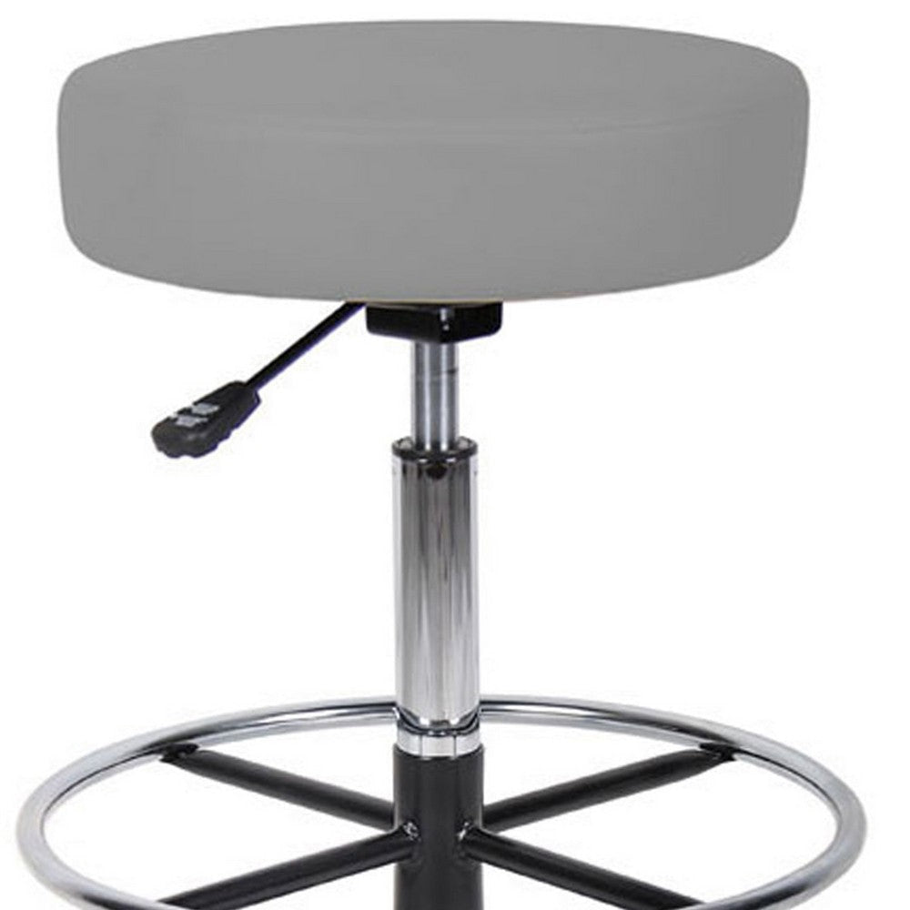 Fea Medical Drafting Stool | Round Gray Vinyl | Chrome Footring BM340774