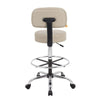 Fea Medical Drafting Stool | Beige Vinyl | Low Back & Padded Seat | Chrome BM340775