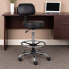 Fea Medical Drafting Stool | Black Vinyl | Low Back & Padded Seat | Chrome BM340776
