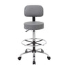 Fea Medical Drafting Stool | Gray Vinyl | Low Back & Padded Seat | Chrome BM340777