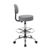Fea Medical Drafting Stool | Gray Vinyl | Low Back & Padded Seat | Chrome BM340777