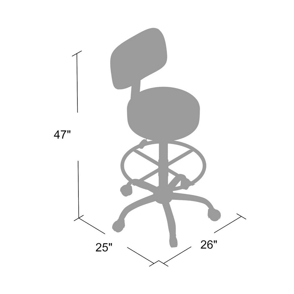 Fea Medical Drafting Stool | Gray Vinyl | Low Back & Padded Seat | Chrome BM340777