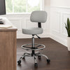 Fea Medical Drafting Stool | Gray Vinyl | Low Back & Padded Seat | Chrome BM340777