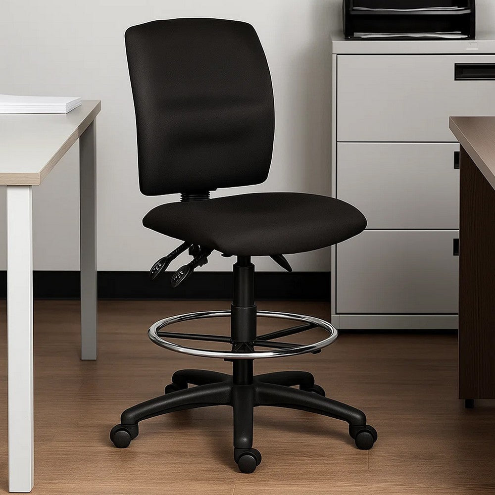 Jea Drafting Stool | Seat Tilt Lock | Chrome Footring | Black Crepe BM340778