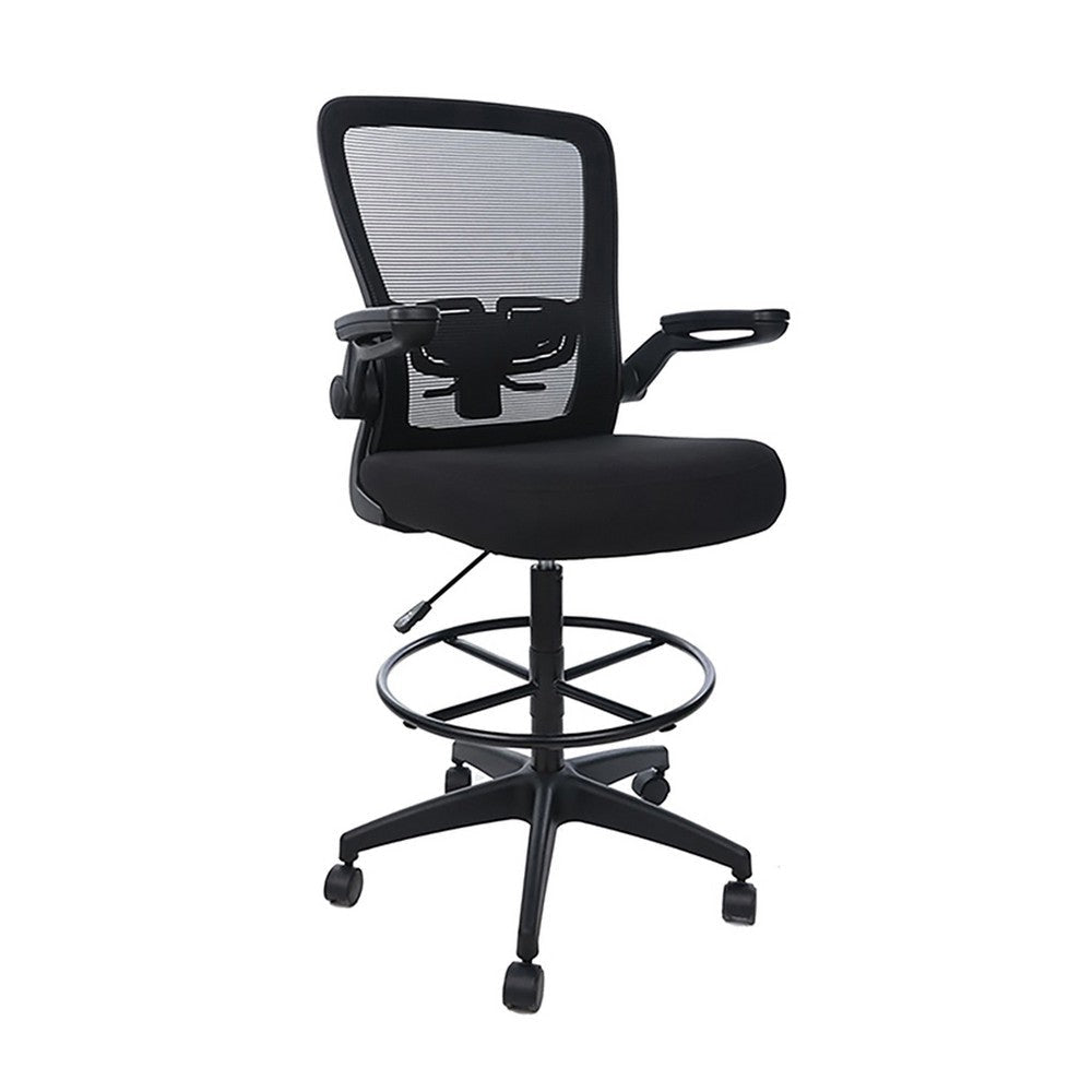 Dea Drafting Stool Chair | Flip-Up Arms | Black Mesh | Chrome Footring BM340779