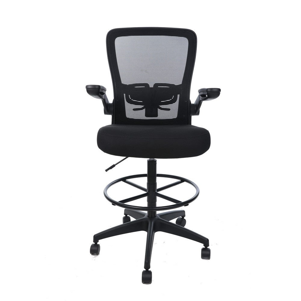 Dea Drafting Stool Chair | Flip-Up Arms | Black Mesh | Chrome Footring BM340779