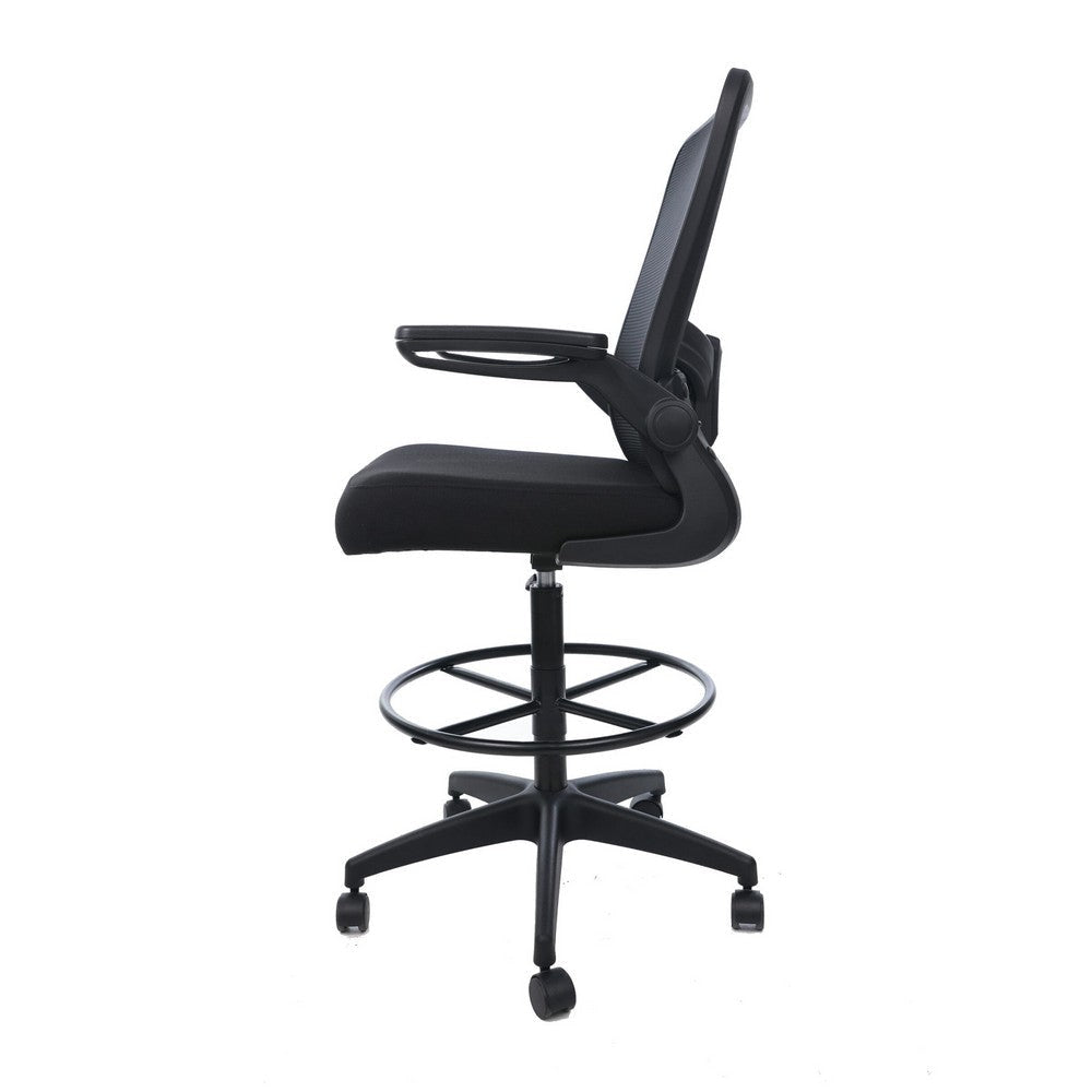 Dea Drafting Stool Chair | Flip-Up Arms | Black Mesh | Chrome Footring BM340779
