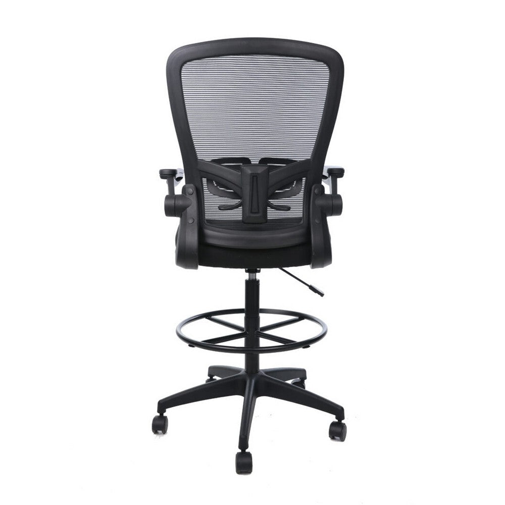 Dea Drafting Stool Chair | Flip-Up Arms | Black Mesh | Chrome Footring BM340779
