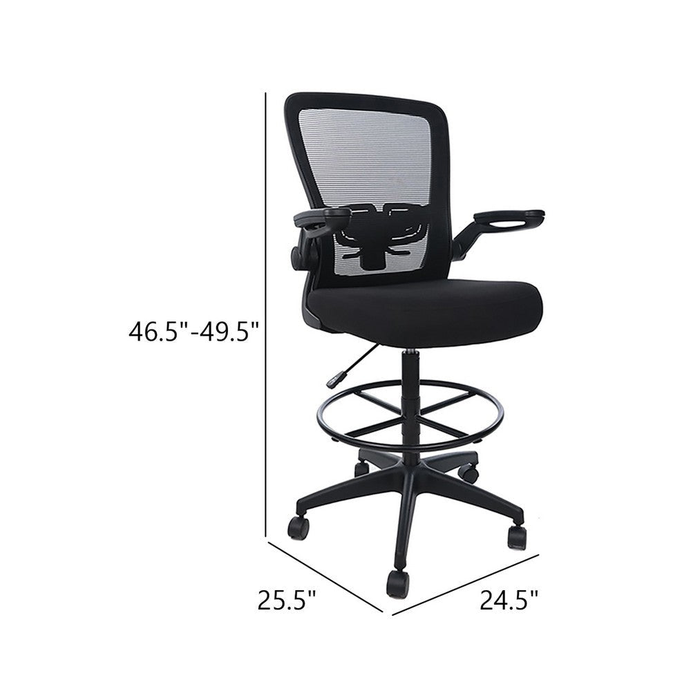 Dea Drafting Stool Chair | Flip-Up Arms | Black Mesh | Chrome Footring BM340779