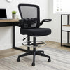 Dea Drafting Stool Chair | Flip-Up Arms | Black Mesh | Chrome Footring