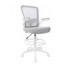 Dea Drafting Stool Chair | Flip-Up Arms | Gray Mesh | Chrome Footring BM340780
