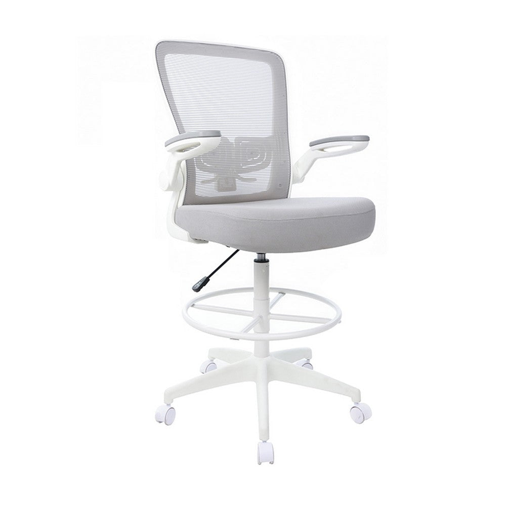 Dea Drafting Stool Chair | Flip-Up Arms | Gray Mesh | Chrome Footring BM340780